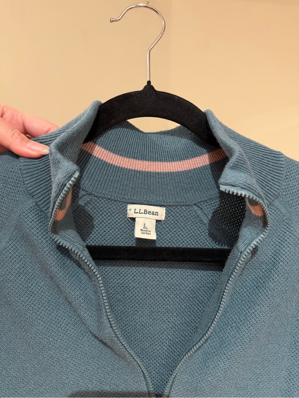 LL Bean Teal Quarterzip Sweater - Picture 2 of 6